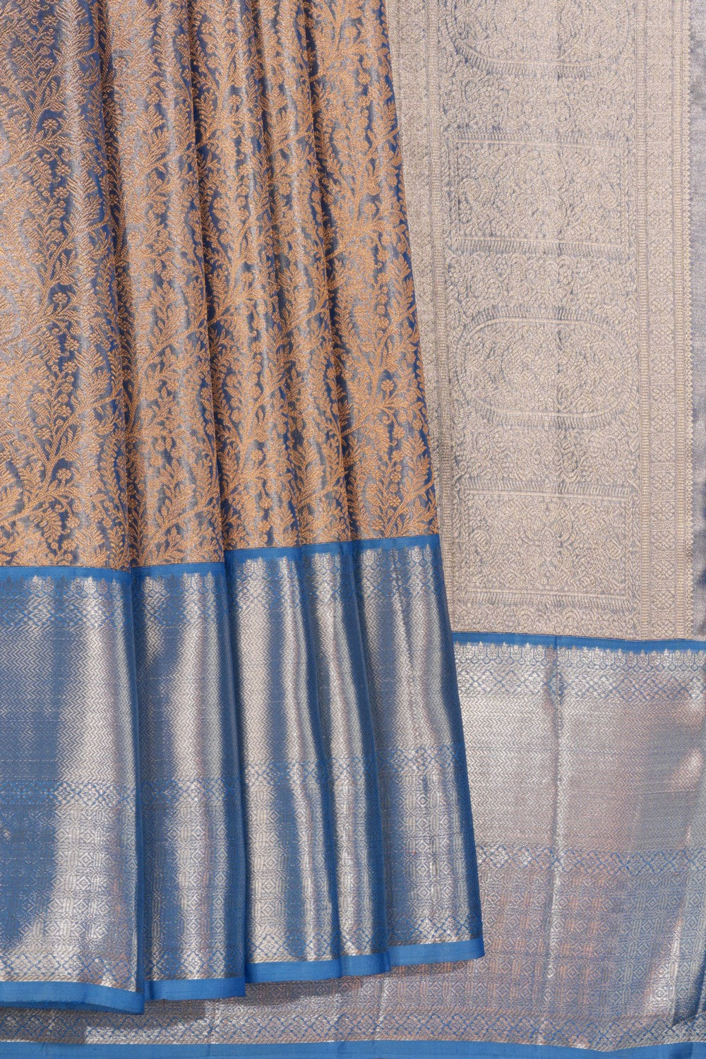 Image of Kanchipattu Brocade Silk Blue Saree